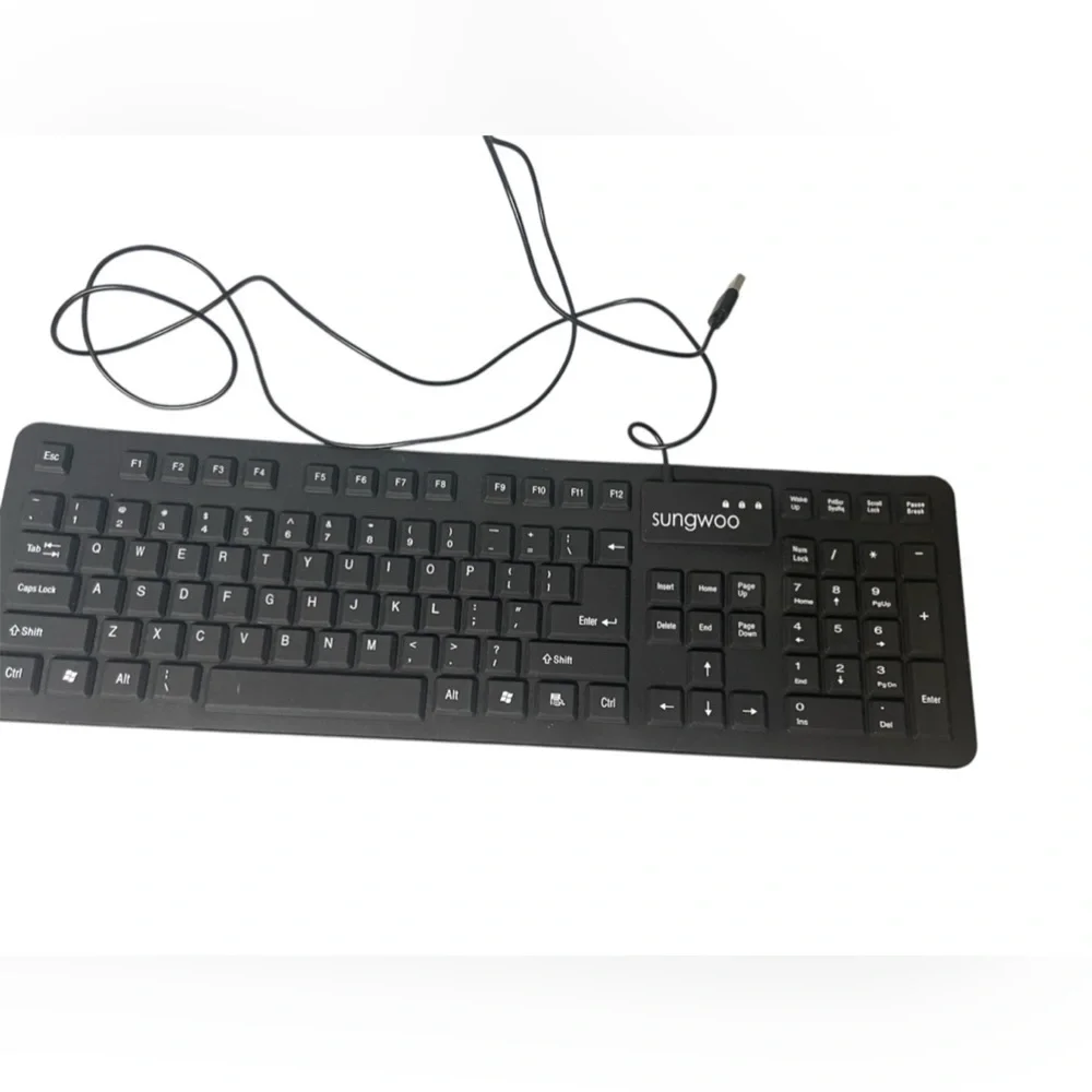 Sungwoo Black Roll-Up Silicone Keyboard USB Wired Waterproof PC Laptop